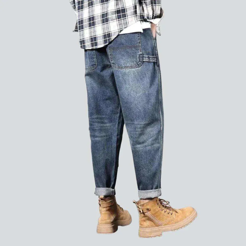 Patched legs carpenter men's jeans