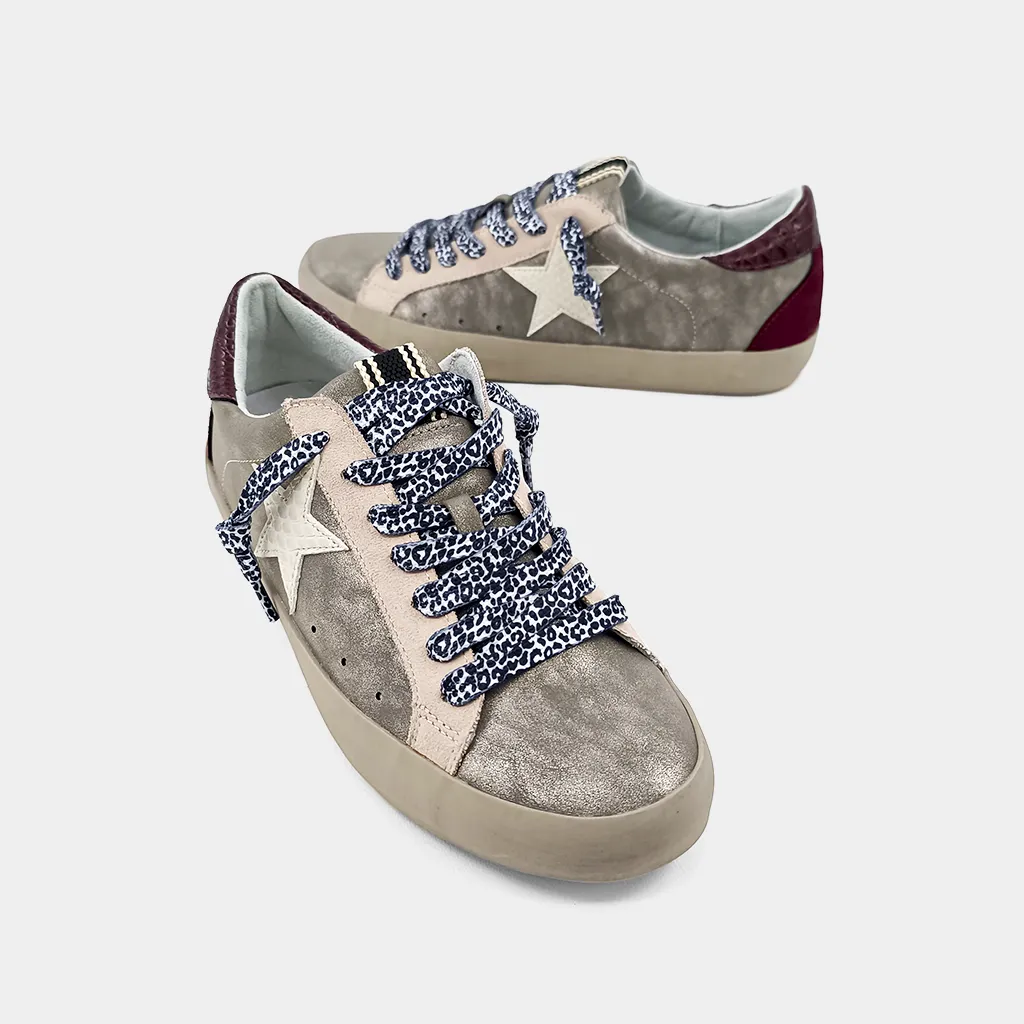 Paula Pewter Distressed Sneakers