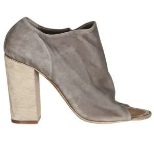 Peep Toe Block Mule Boot, Taupe