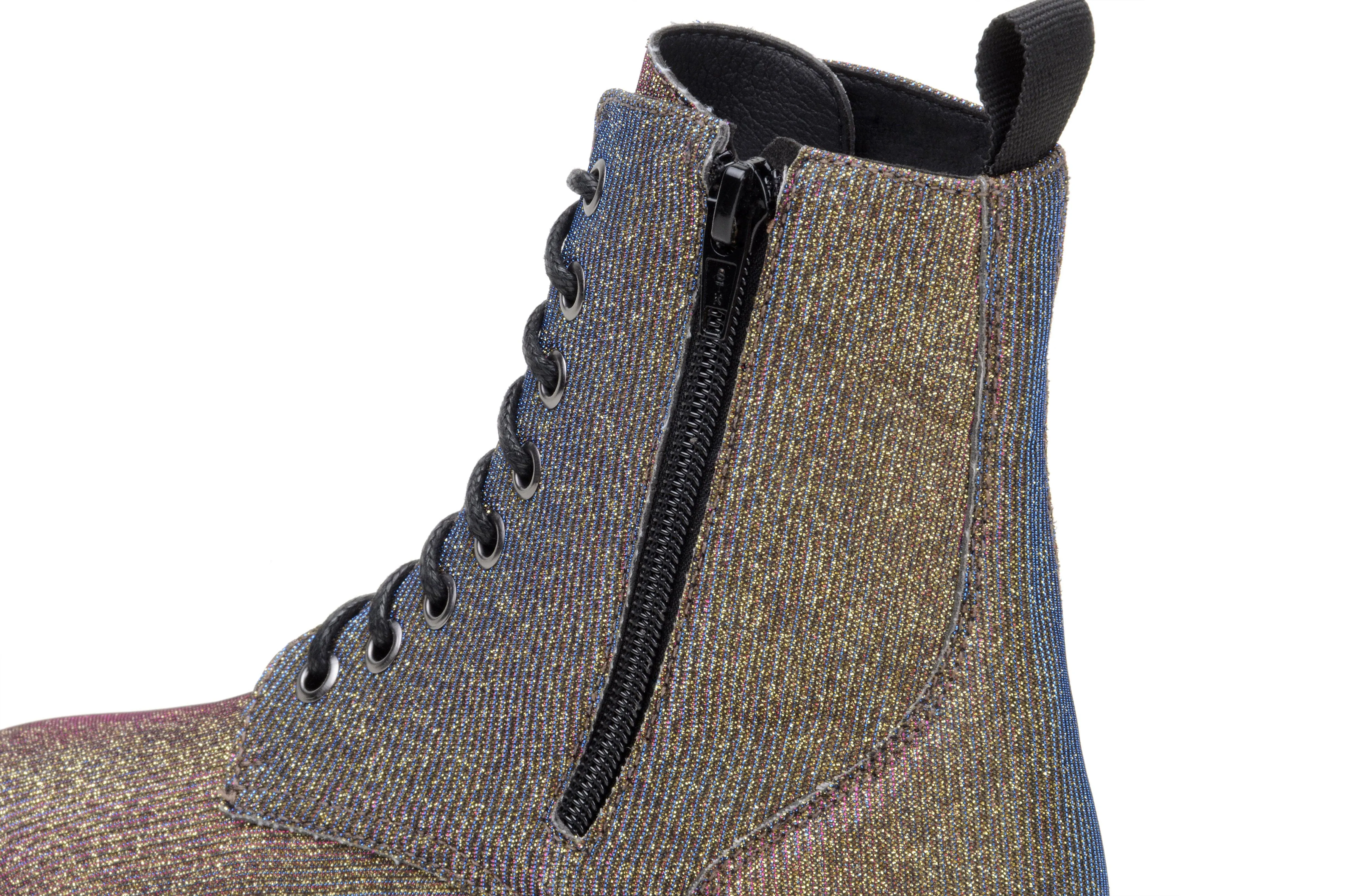 'Quinn' vegan-textile boot with stacked sole by Zette Shoes - multicolour