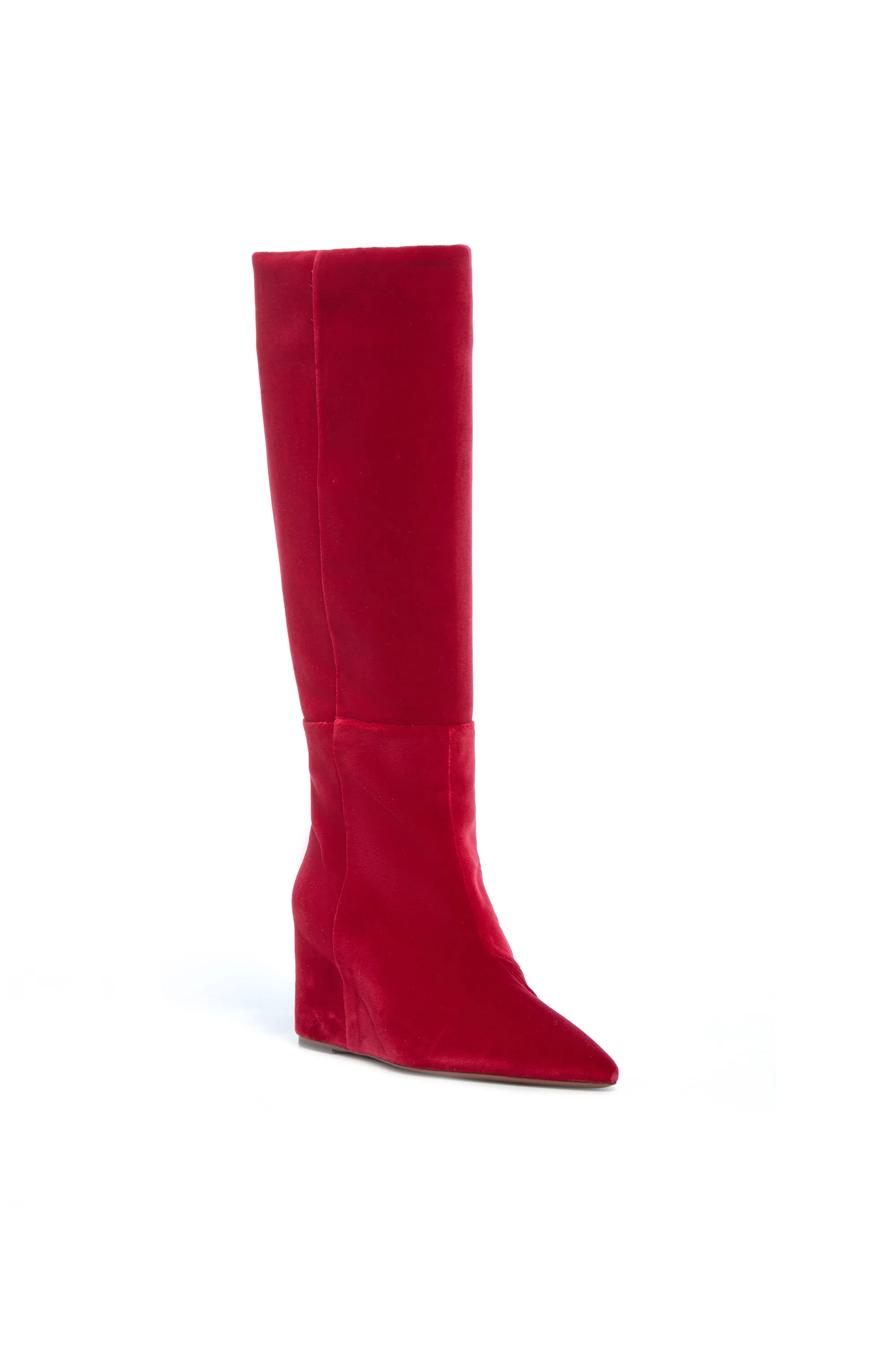 Remedios Tall Boot in Scarlet Red Cotton Velvet