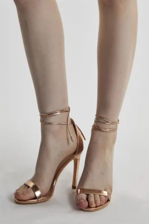 Rose-Gold Ankle-Tie High-Heels