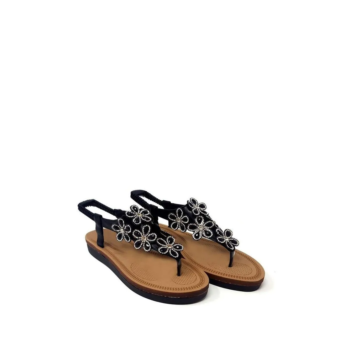 Roxina Toe-Post Diamante Flowers Sandal