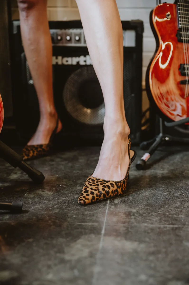 Sam Edelman Bianka Slingback Pumps in Tan/Leopard