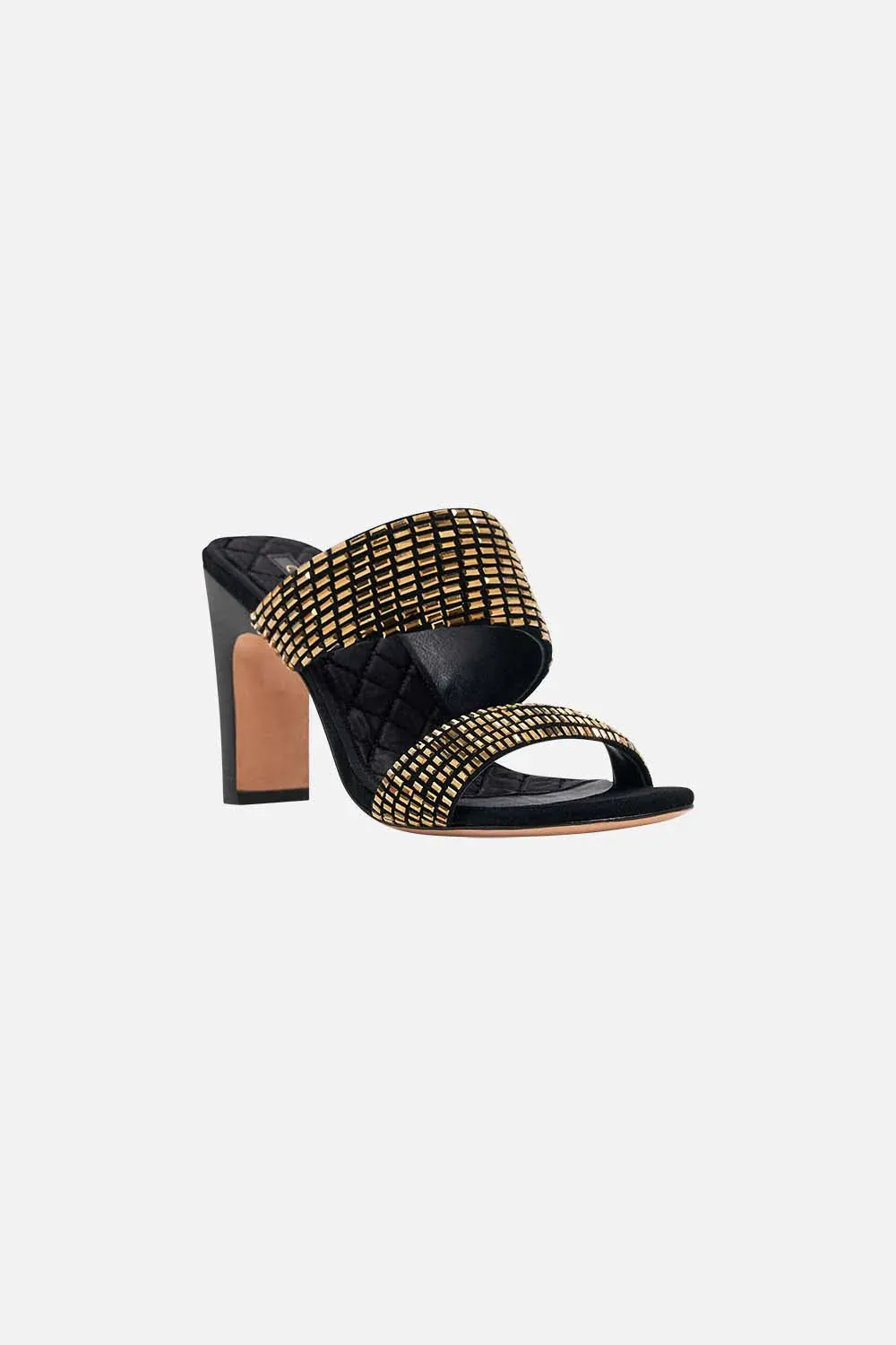 Sara Snake Block Heel Mule - Black