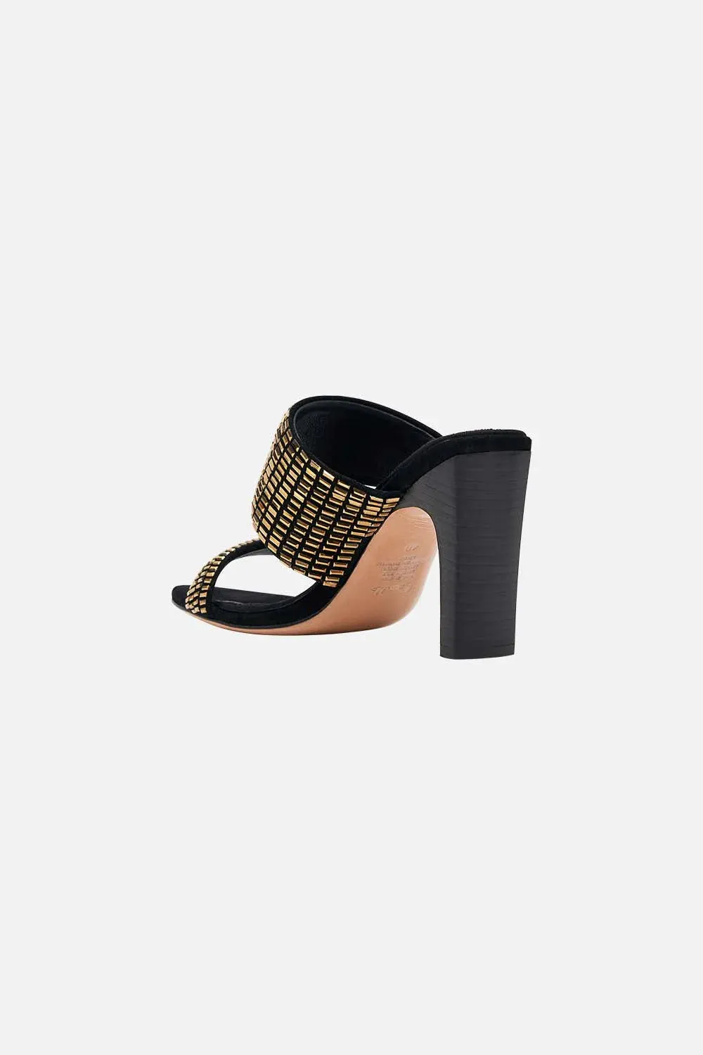 Sara Snake Block Heel Mule - Black