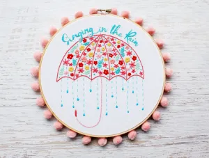 Singing in the Rain Umbrella Embroidery PDF Pattern