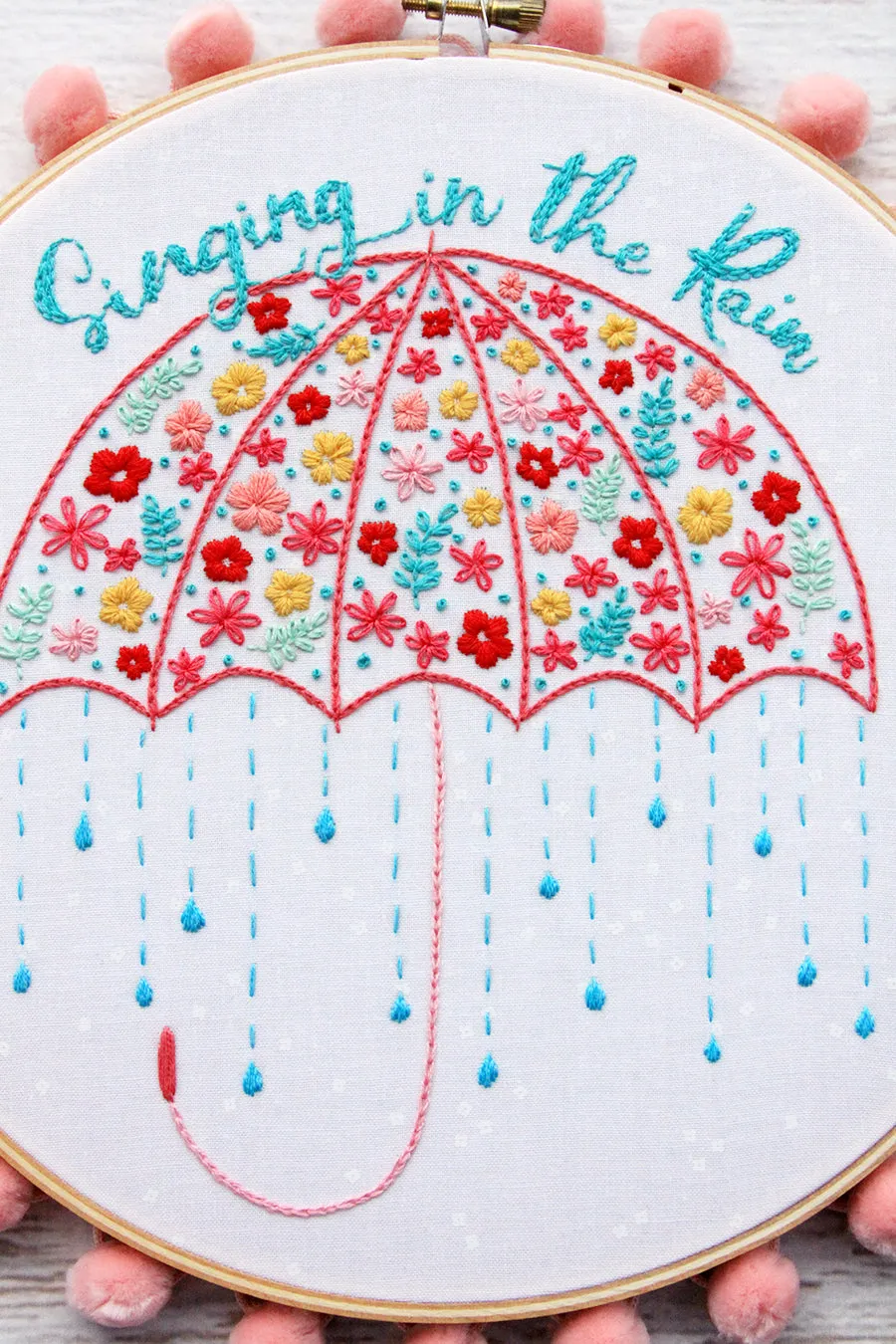 Singing in the Rain Umbrella Embroidery PDF Pattern