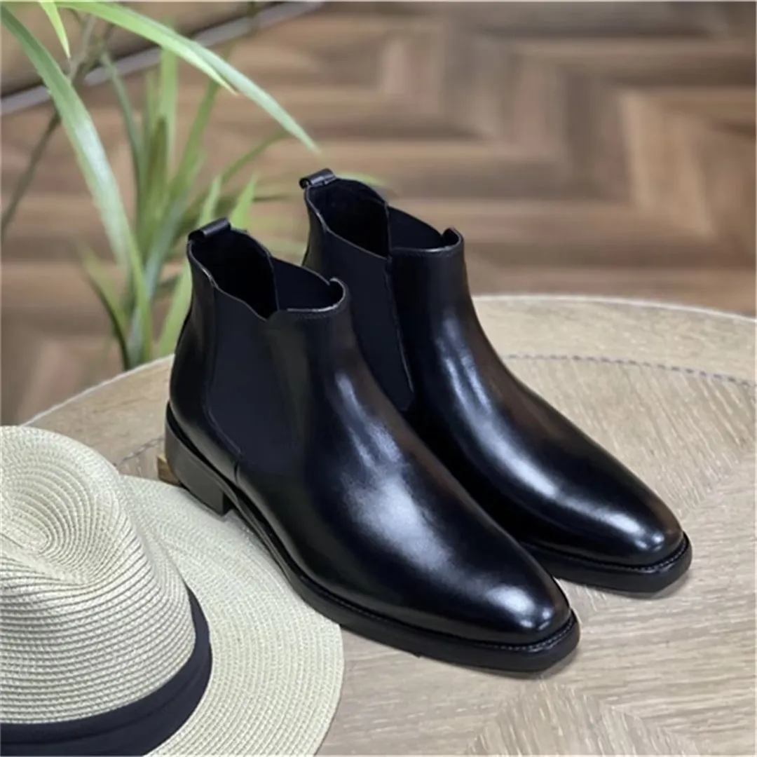 Sleek Ankle Leather Boots for Men