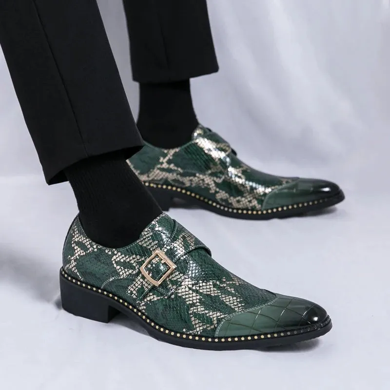 Snakeskin PU Leather Buckle Shoes