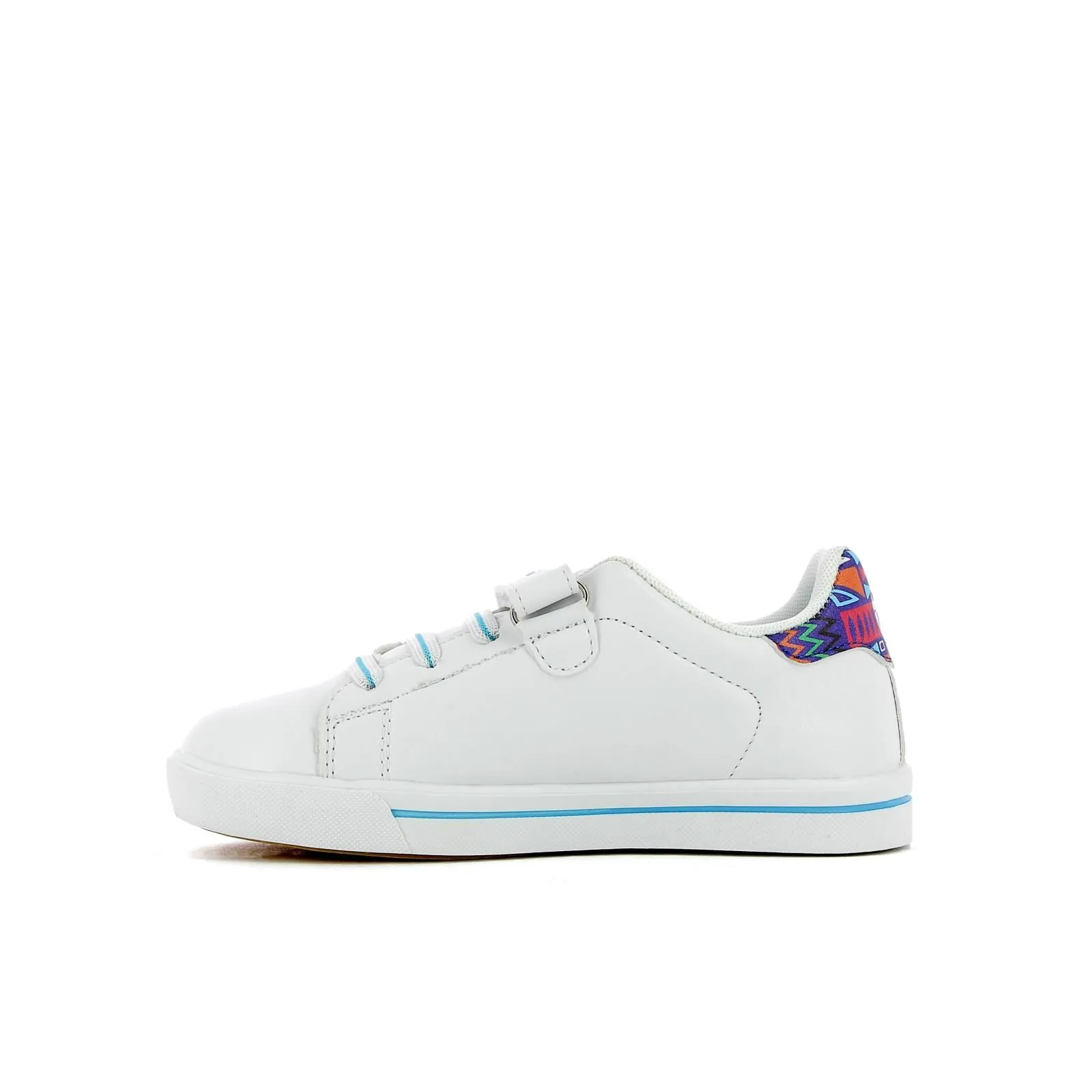 Sneakers tennis bianche da bambina con logo colorato