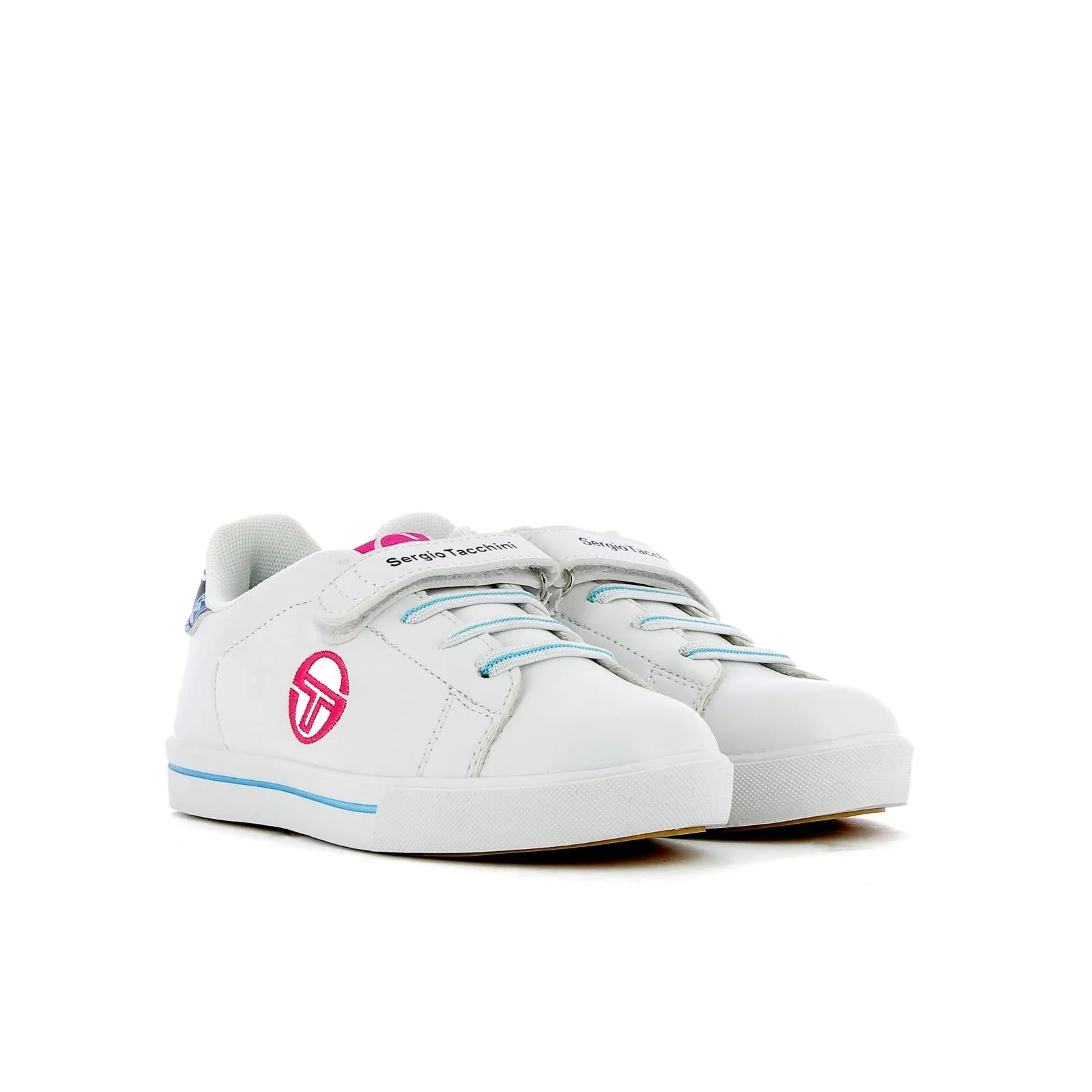 Sneakers tennis bianche da bambina con logo colorato