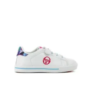 Sneakers tennis bianche da bambina con logo colorato