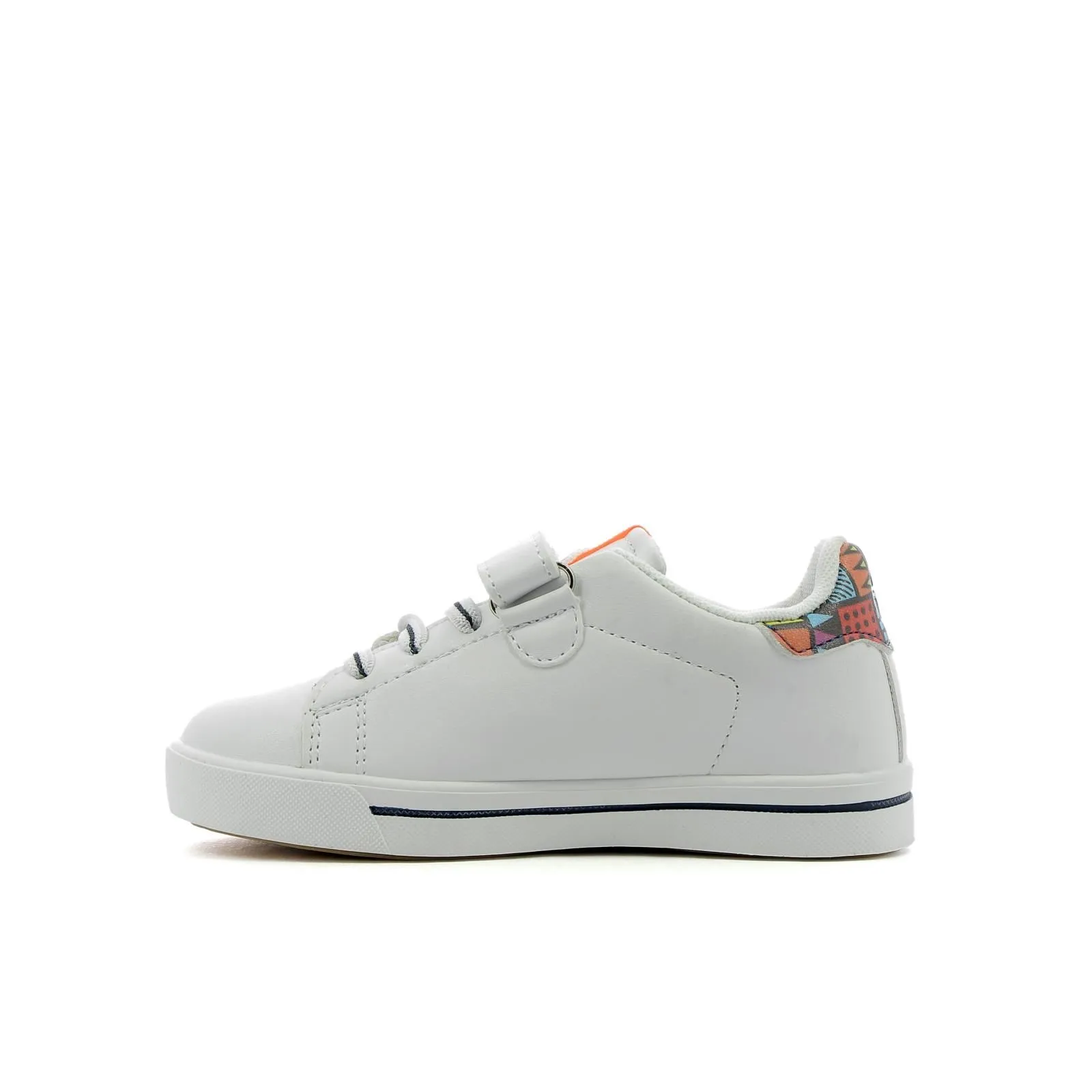 Sneakers tennis bianche da bambino con logo fluo