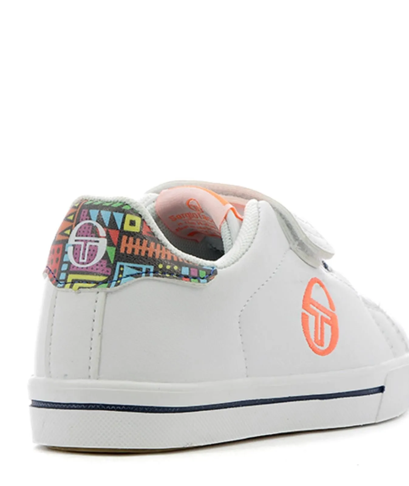 Sneakers tennis bianche da bambino con logo fluo