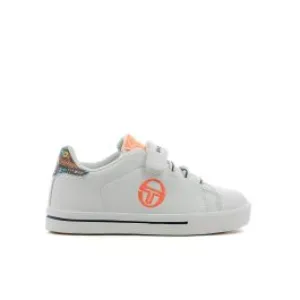 Sneakers tennis bianche da bambino con logo fluo