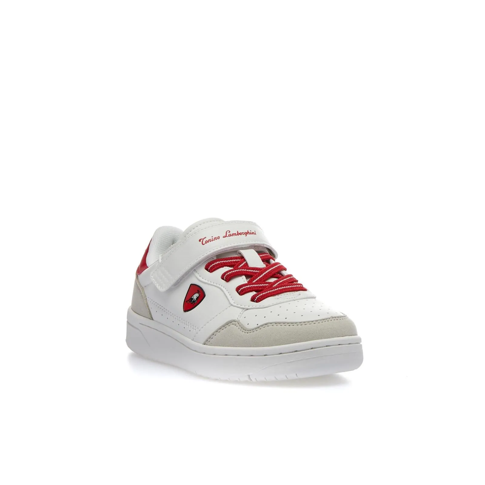 Sneakers tennis bianche da bambino con velcro