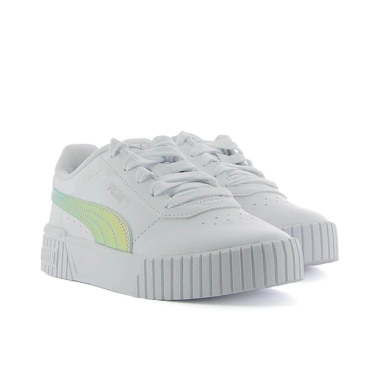 Sneakers tennis Carina 2.0 Holo bianche da bimba con logo cangiante