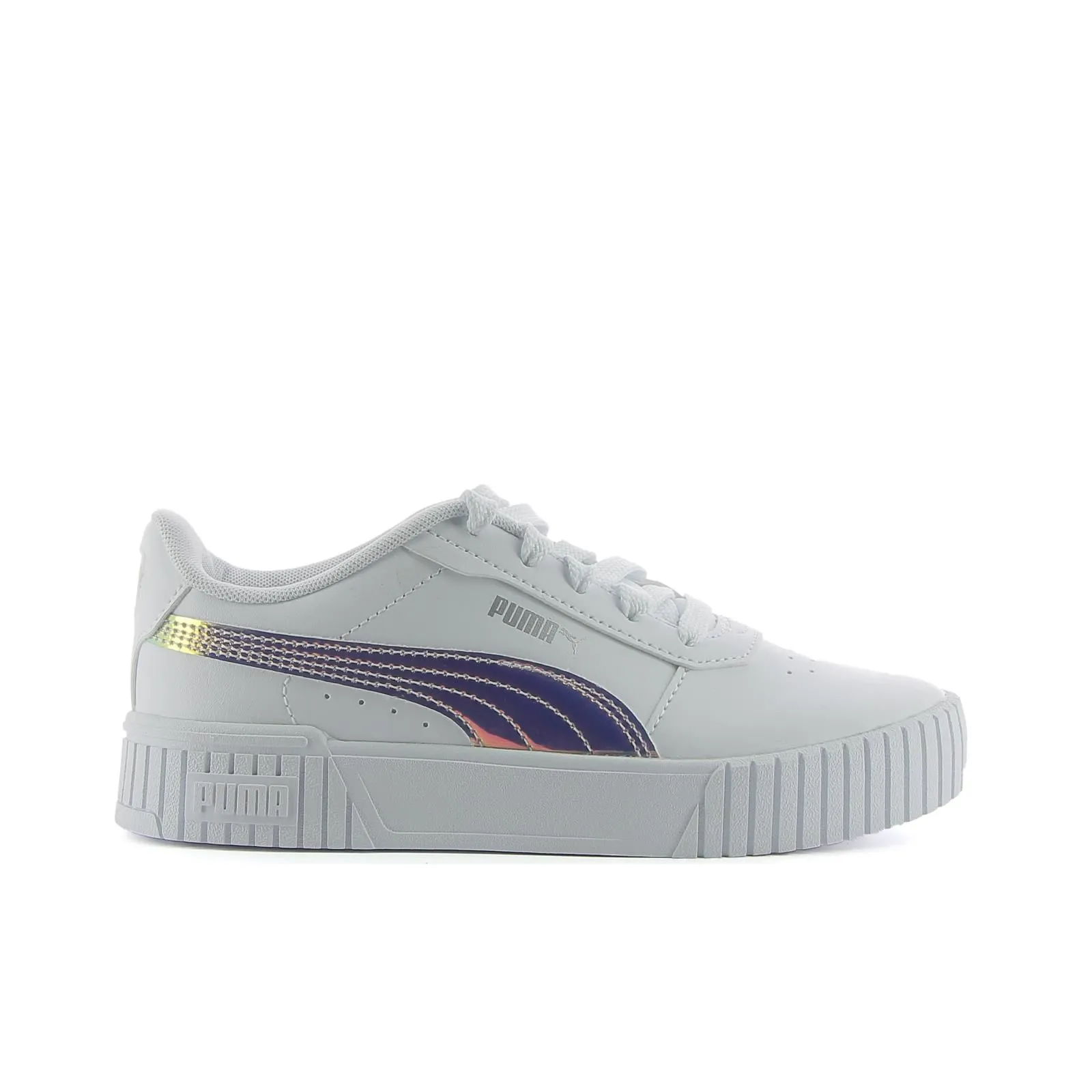 Sneakers tennis Carina 2.0 Holo bianche da bimba con logo cangiante