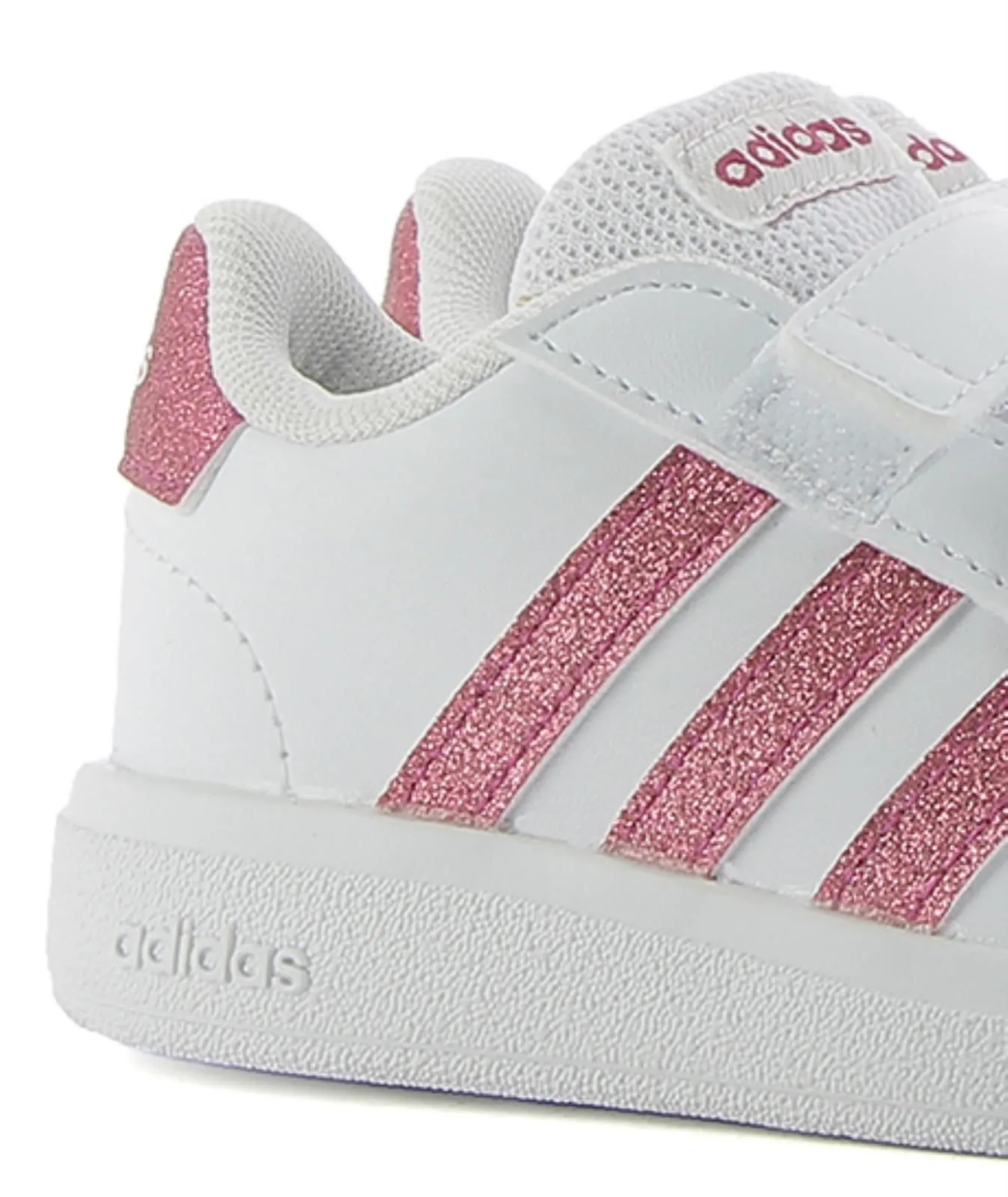 Sneakers tennis da bambina bianche e fucsia Grand Court