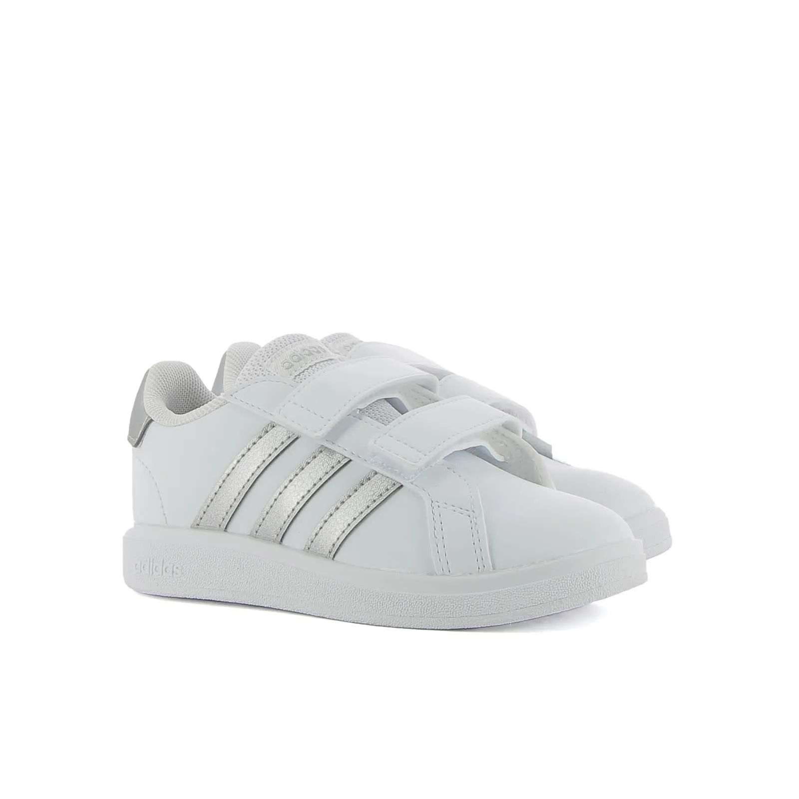 Sneakers tennis da bambina bianche Grand Court con strappi