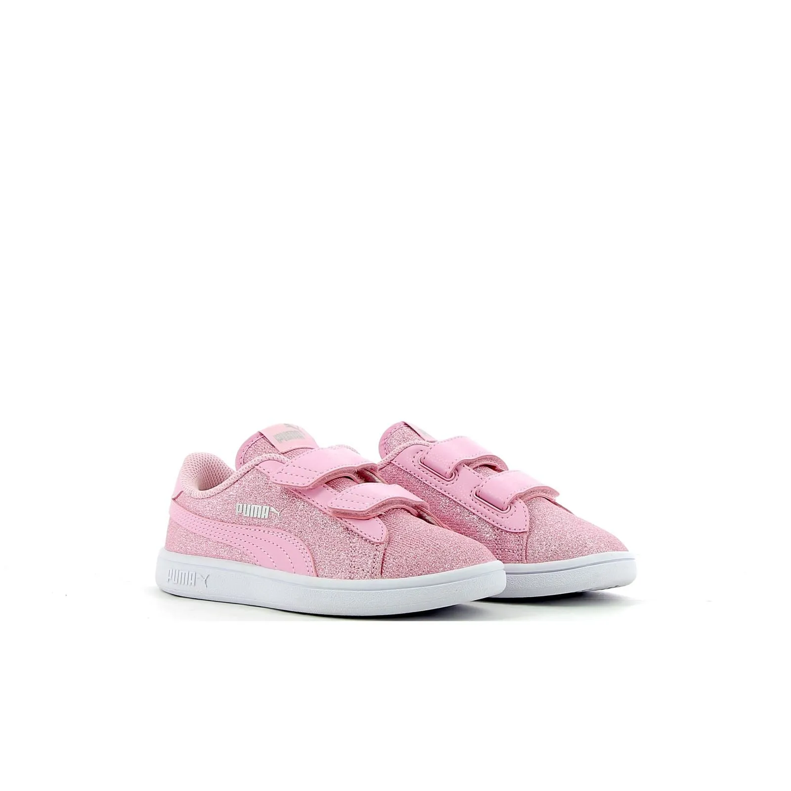 Sneakers tennis da bambina Smash rosa glitter con strappi