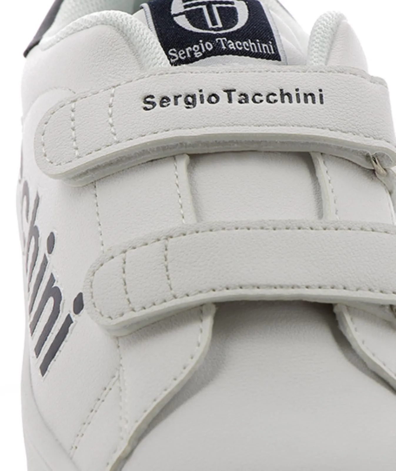 Sneakers tennis da bambino bianche in pelle con velcro