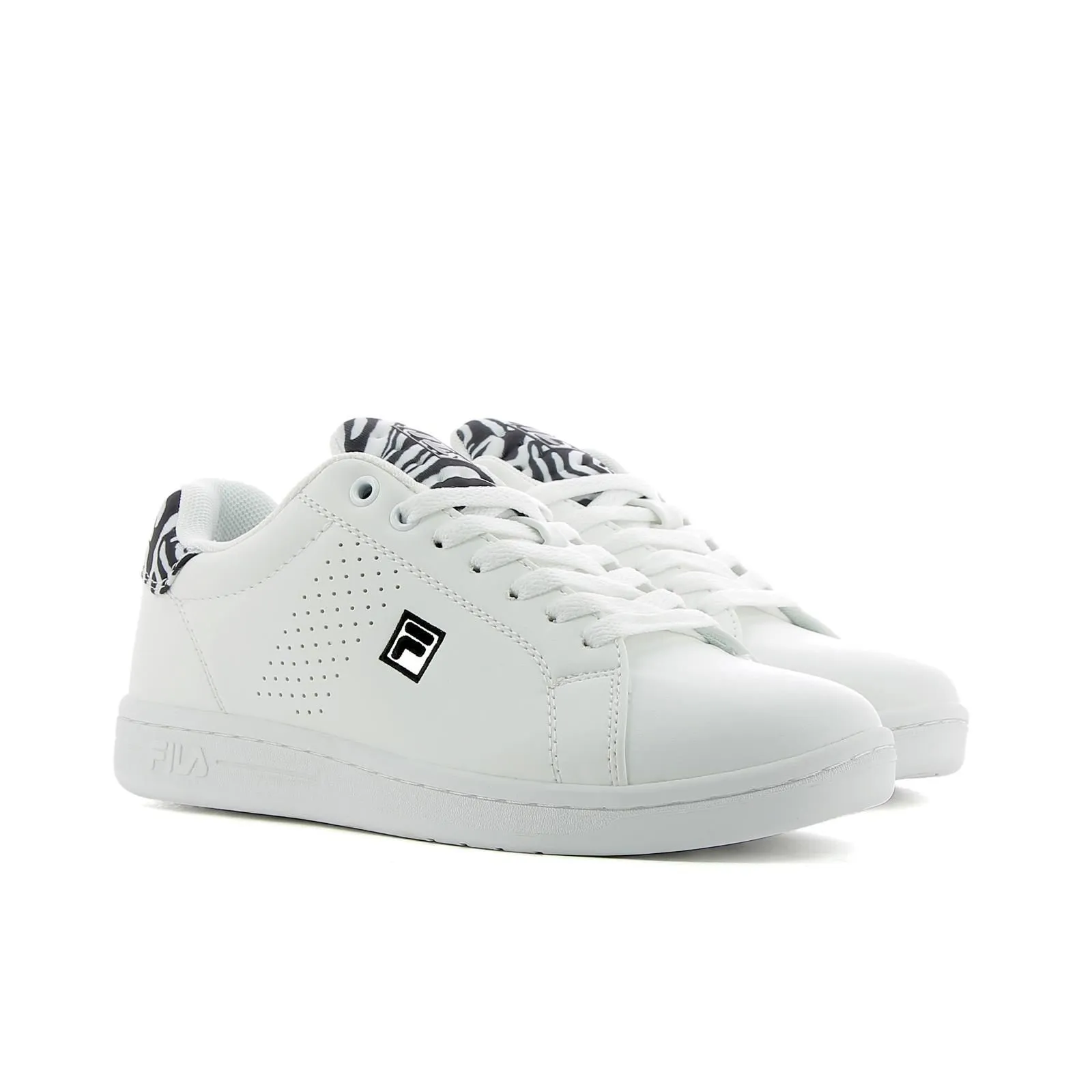 Sneakers tennis da donna bianche con dettaglio zebrato