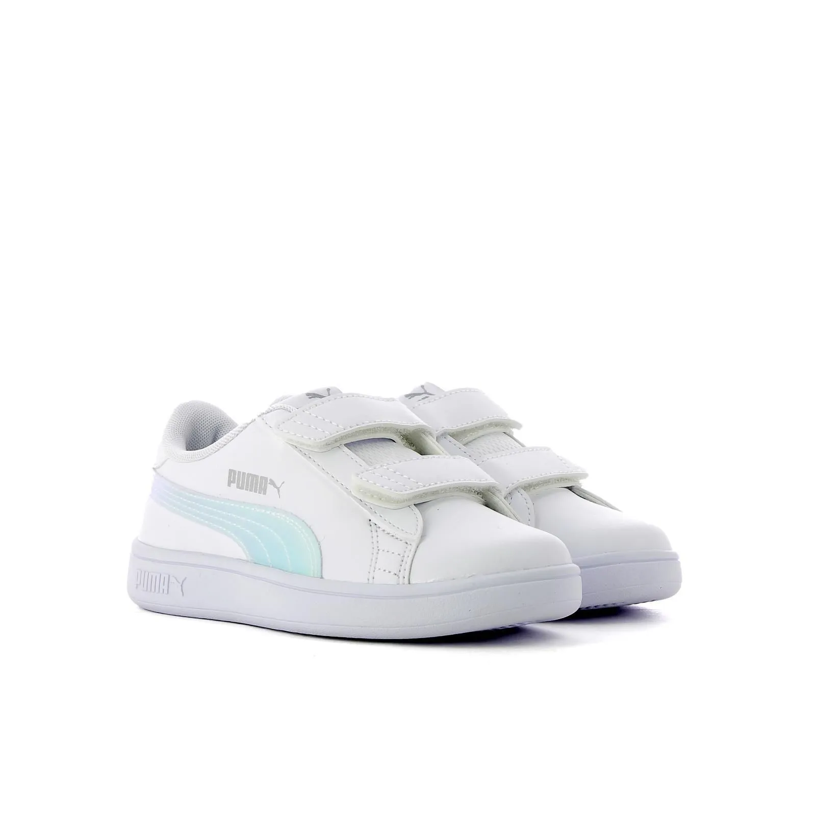 Sneakers tennis Smash V2 bianche in pelle da bambina