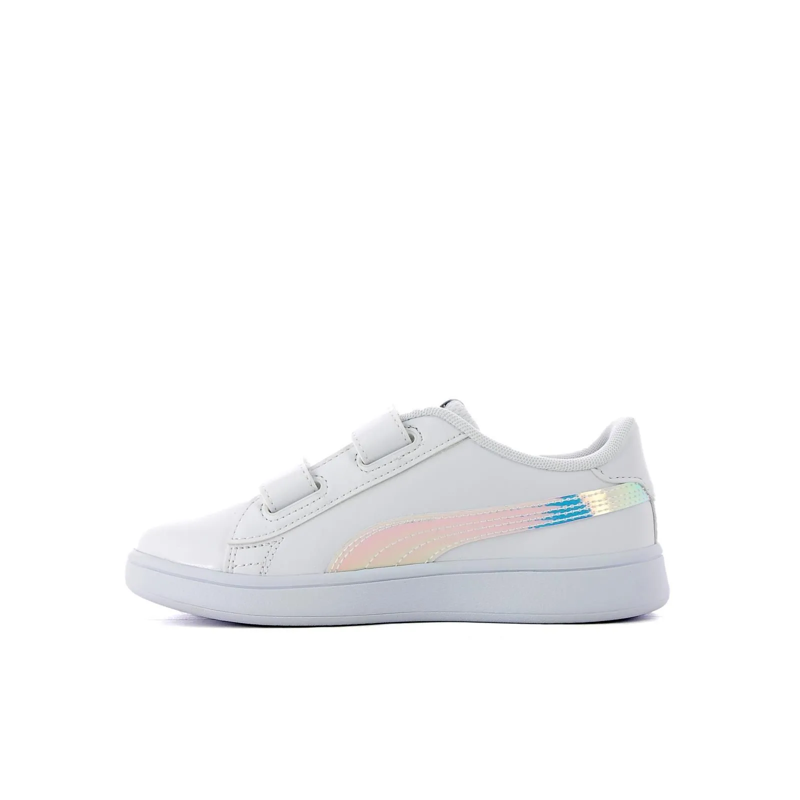 Sneakers tennis Smash V2 bianche in pelle da bambina