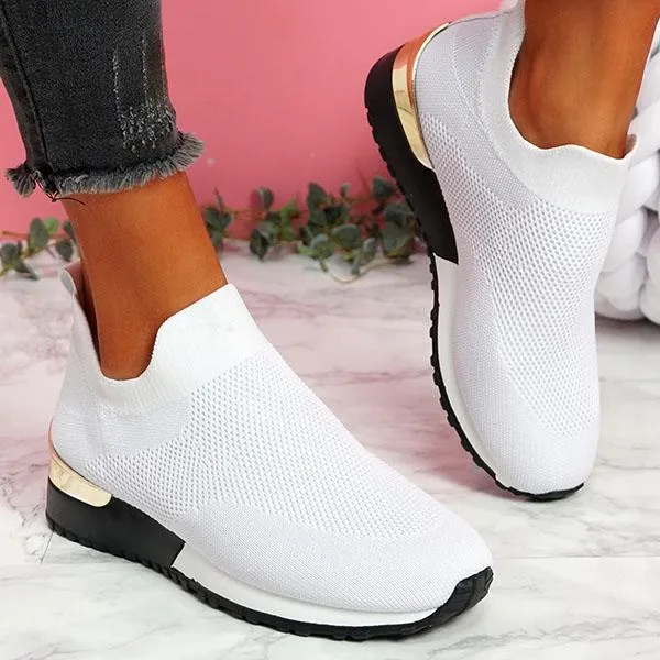 Sohiwoo  sneakers  Womens Daily Slip-on Solid Color Sneakers Fashion Running Shoes