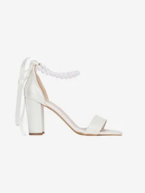 Sophia Vegan Leather Pearl Wedding Sandals | Ivory