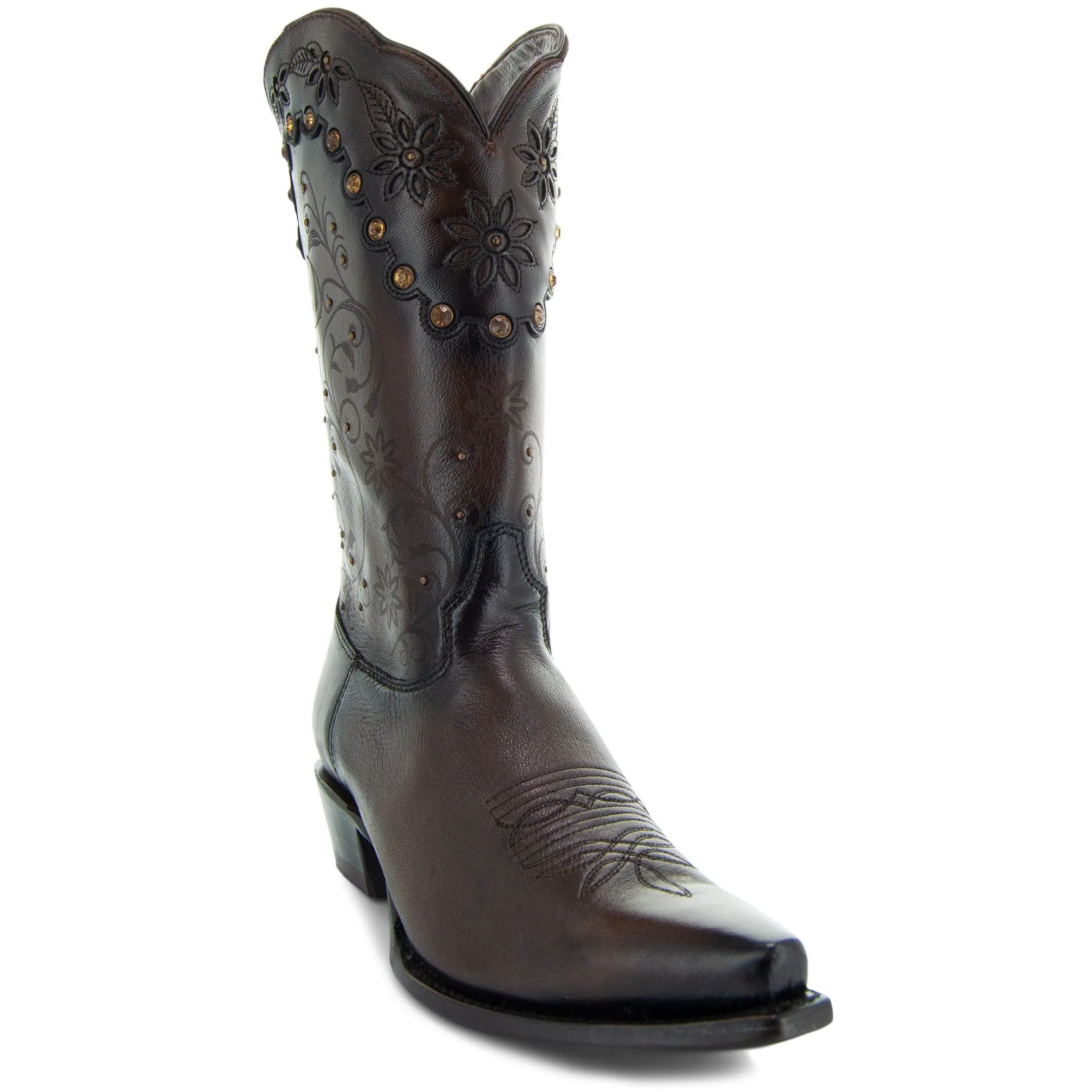 Soto Boots Womens Brown Zippered Burnished Cowgirl Boots M50050