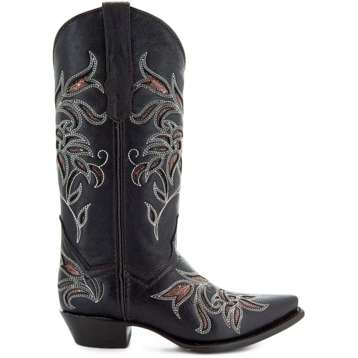 Soto Boots Womens Floral Embroidered Inlay Cowgirl Boots M50049 Brown