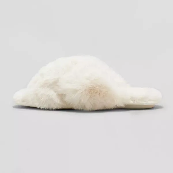 STARS ABOVE - Crossband Faux Fur Slippers