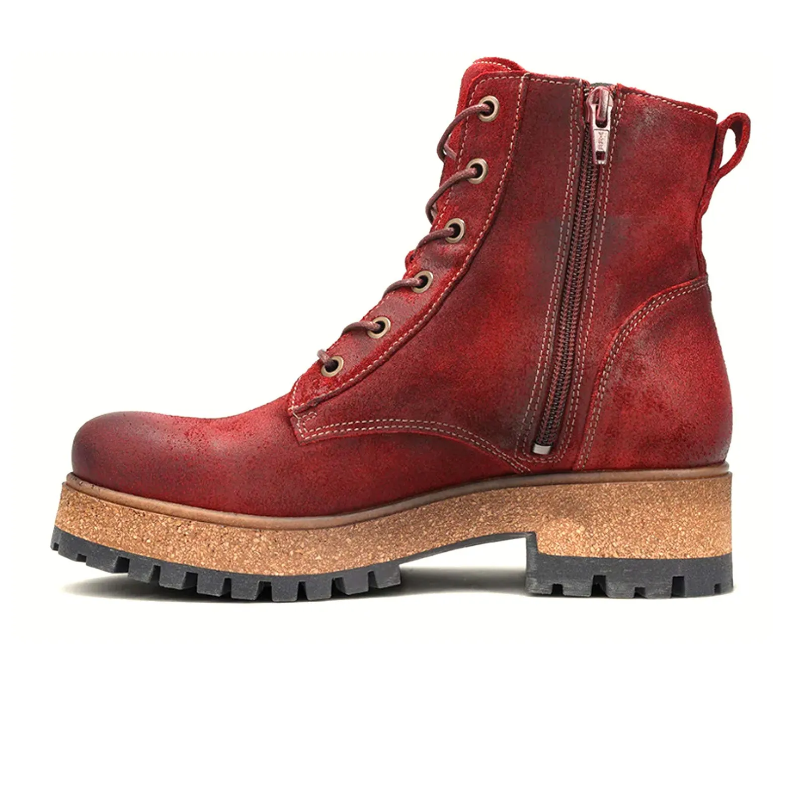 Taos Main Street Lace Up Mid Boot (Women) - Garnet Rugged Leather