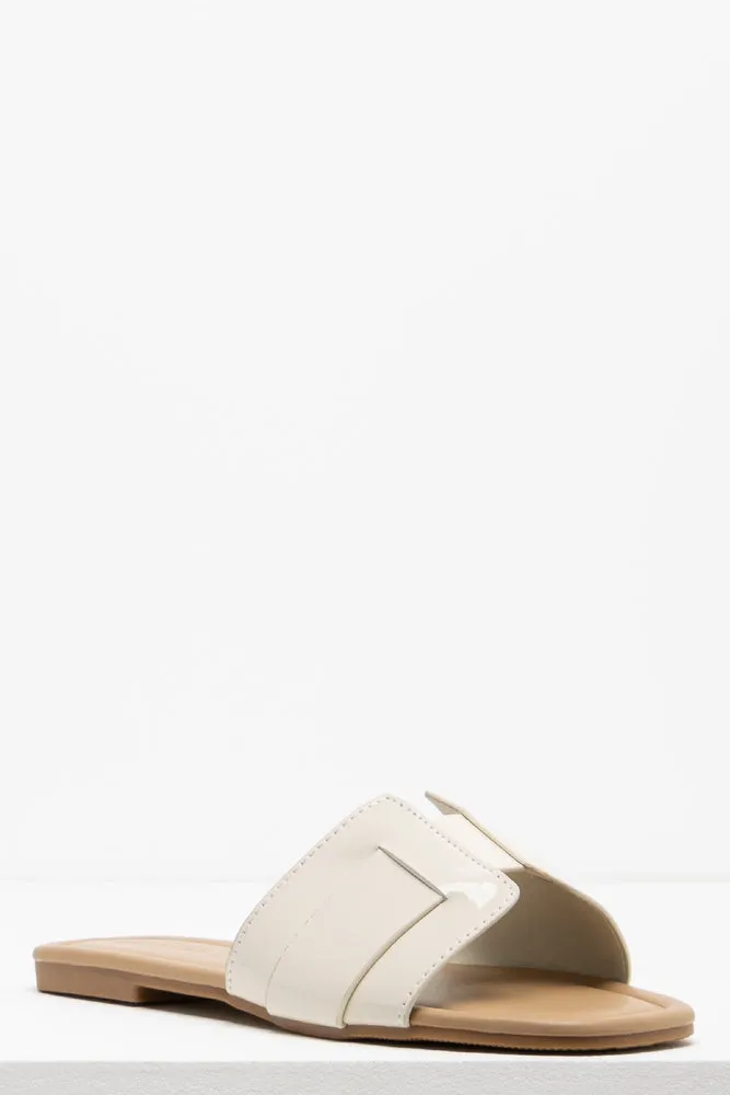 Textured Mule Sandal Cream