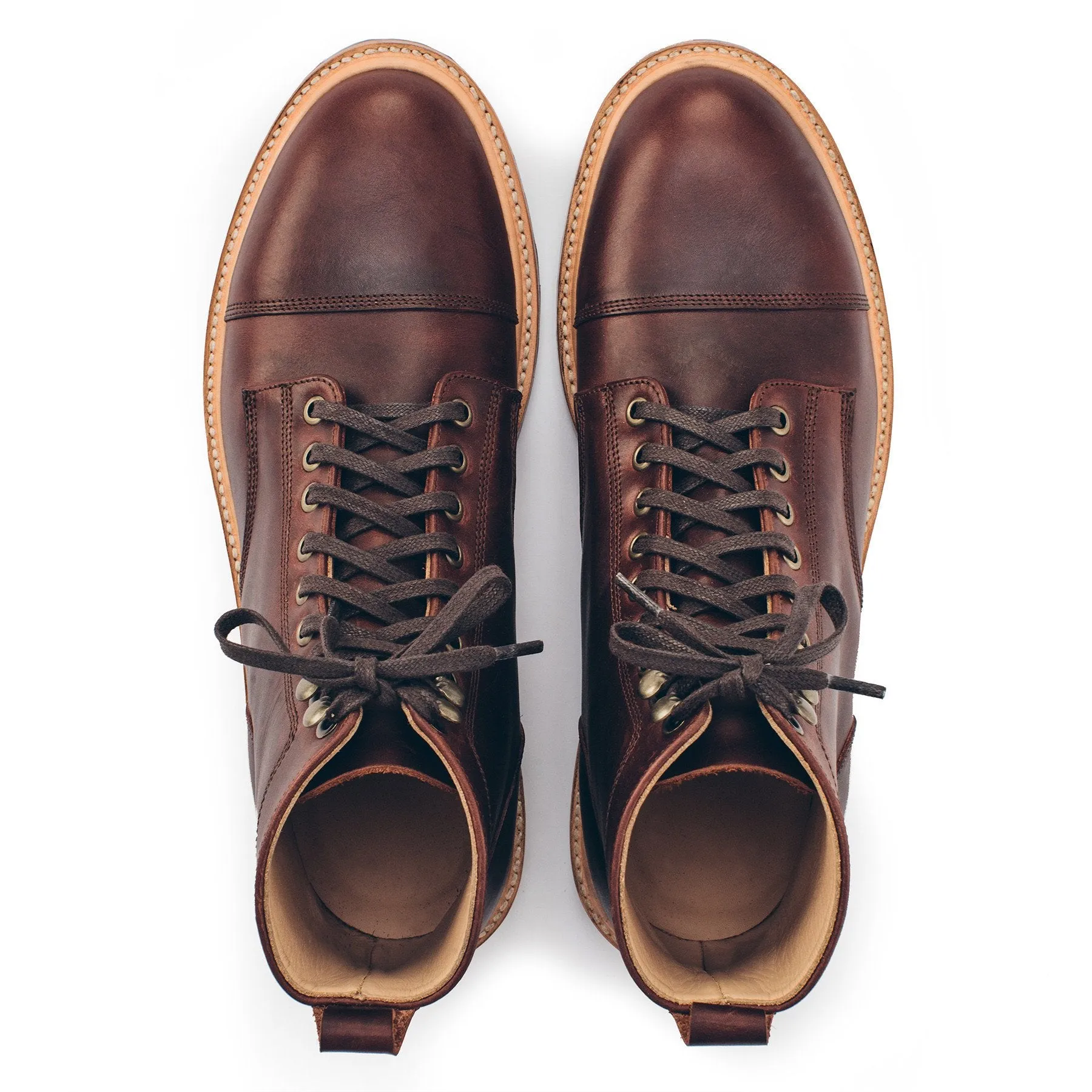 The Cap Toe Moto Boot in Brown Steerhide