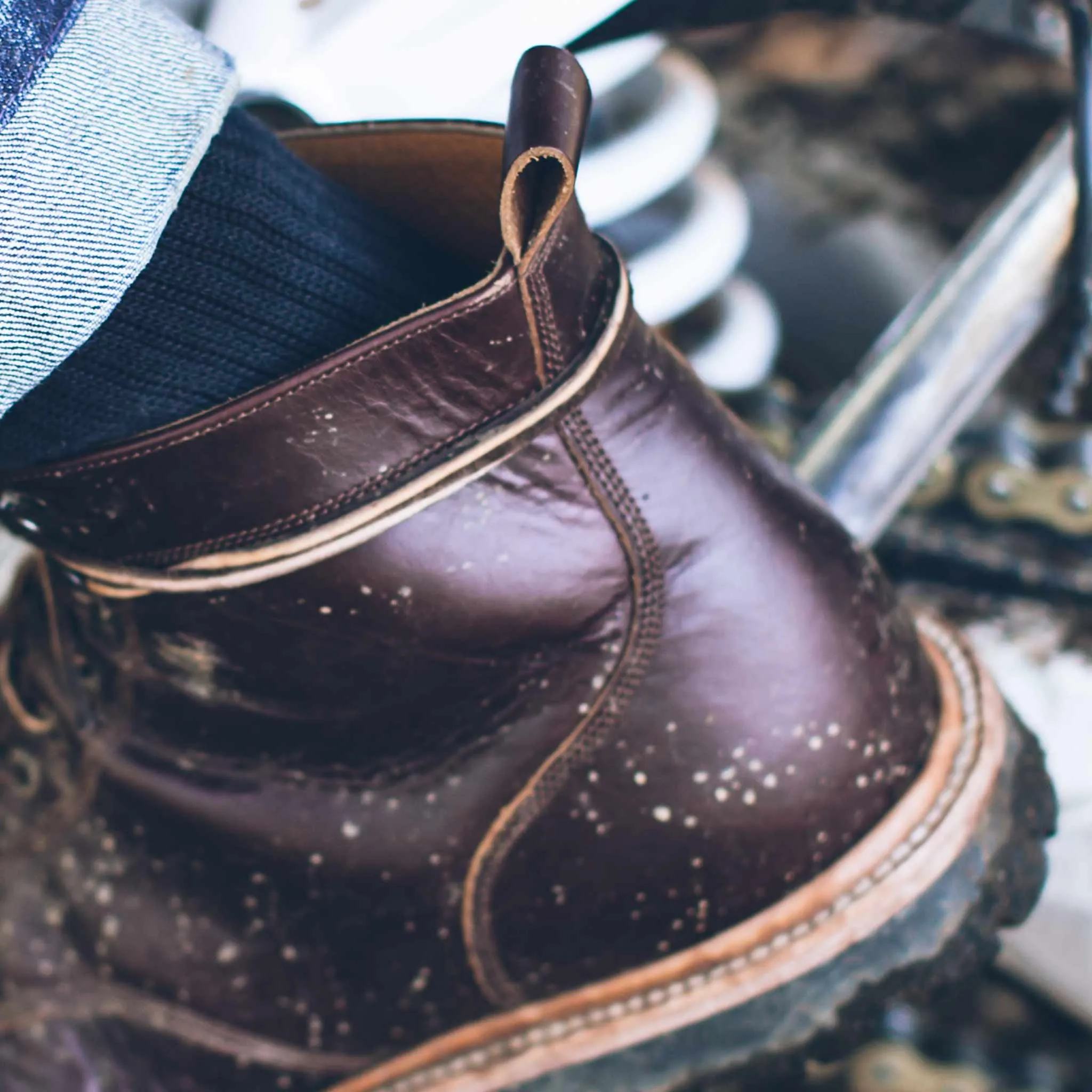 The Cap Toe Moto Boot in Brown Steerhide