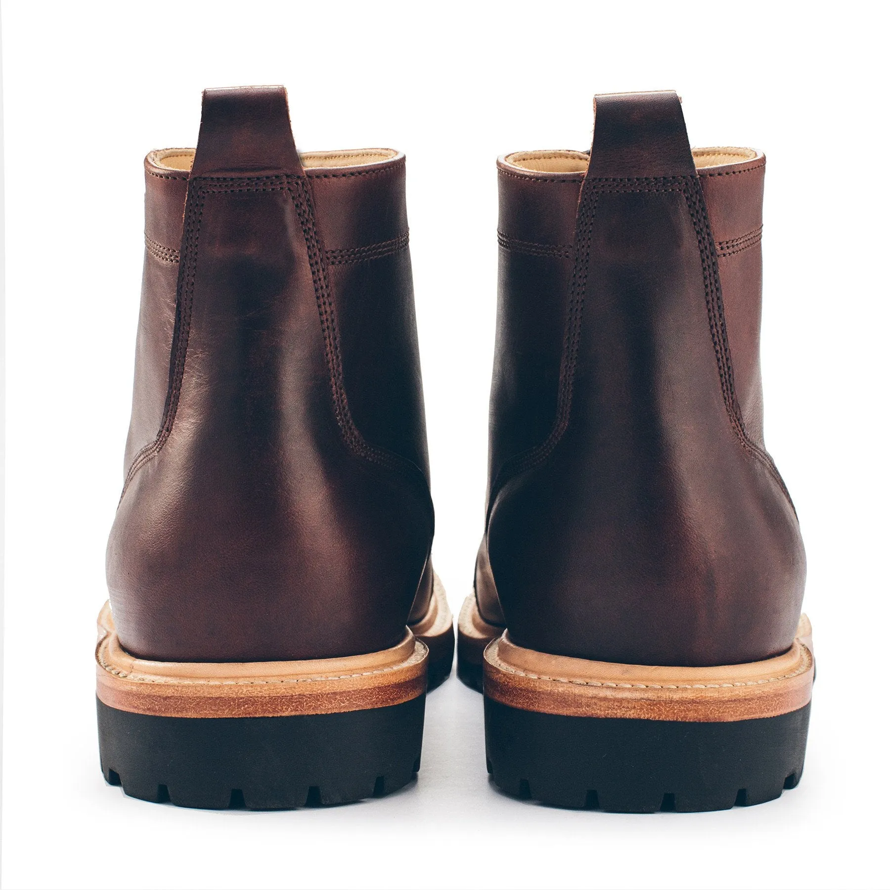 The Cap Toe Moto Boot in Brown Steerhide