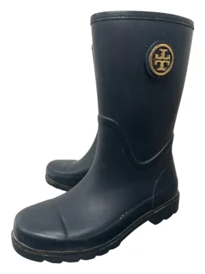 Tory Burch Shoe Size 7 Navy Blue Rubber goldtone hardware Rain Boots