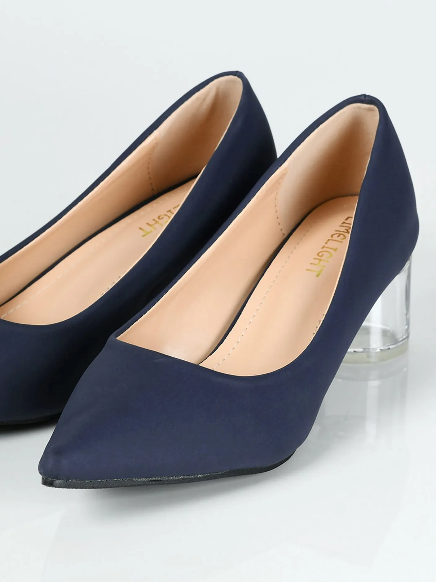 Transparent Block Heels - Blue