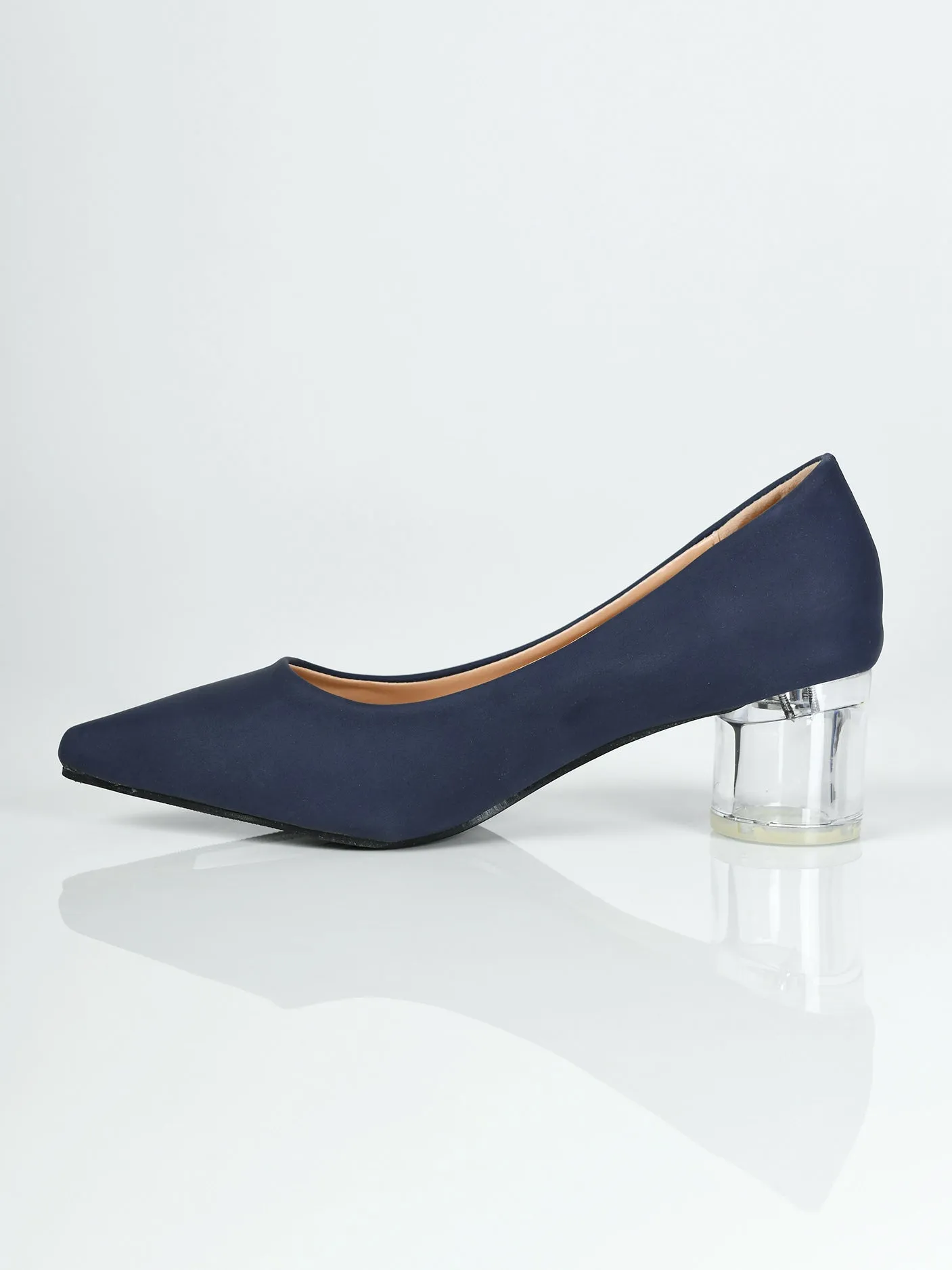 Transparent Block Heels - Blue