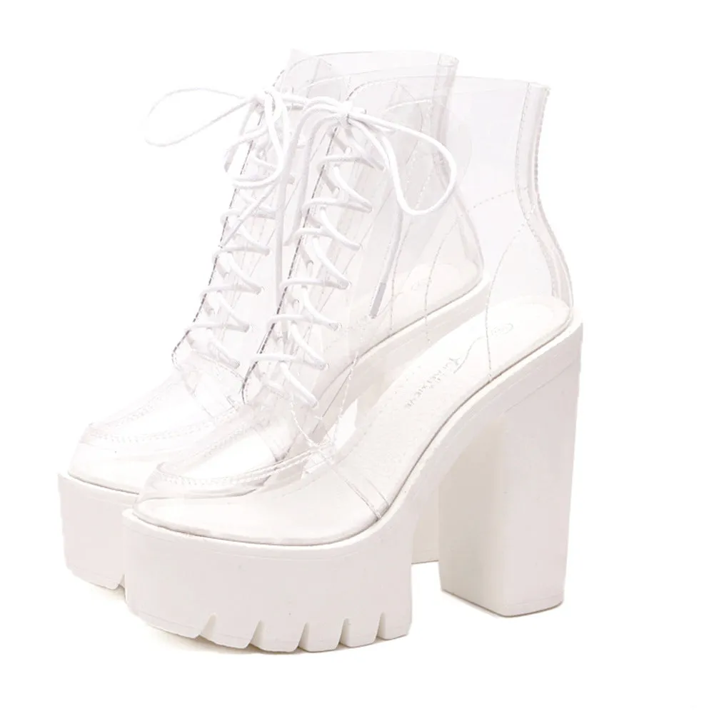 Transparent High-heeled Platform Boots