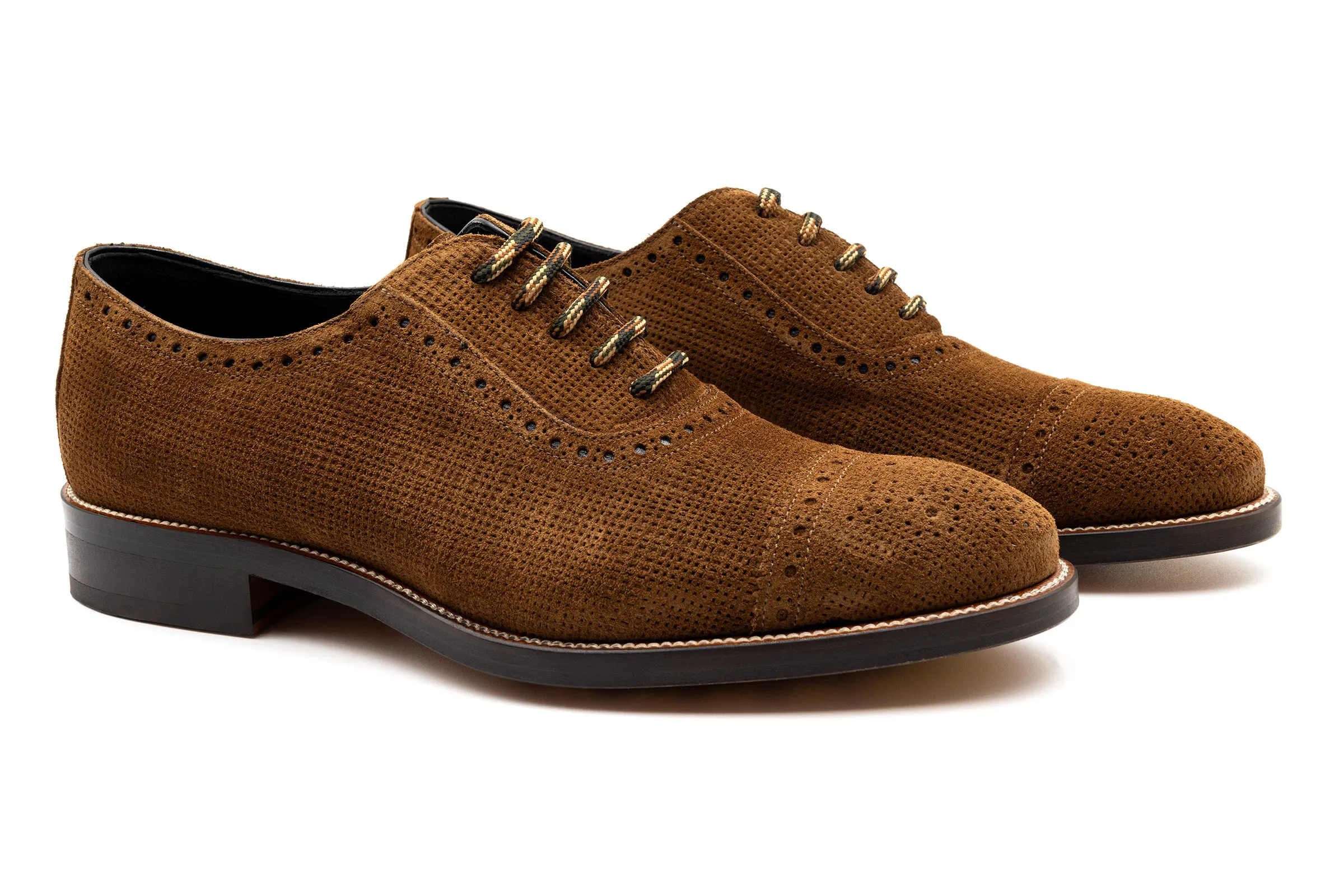 Tuscan Italian Calf Suede Cap Toe - Snuff