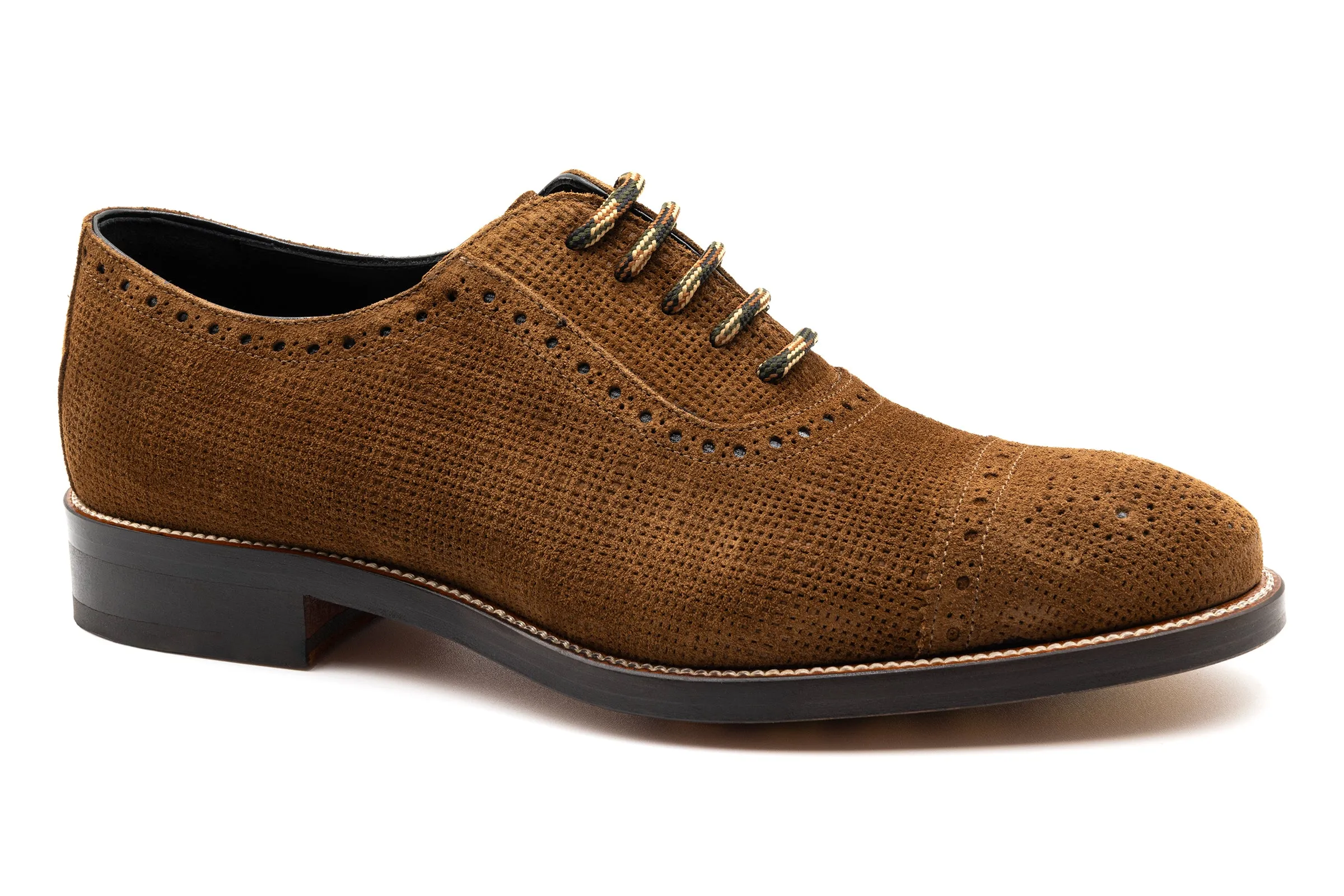 Tuscan Italian Calf Suede Cap Toe - Snuff