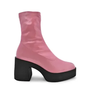 Umi Flamingo Pink Stretch Patent Chunky Ankle Boots