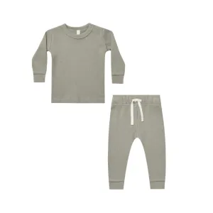 Waffle Top & Pant Set - Basil