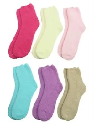 Warm & Toasty Solid Color 6 Pack Fuzzy Socks