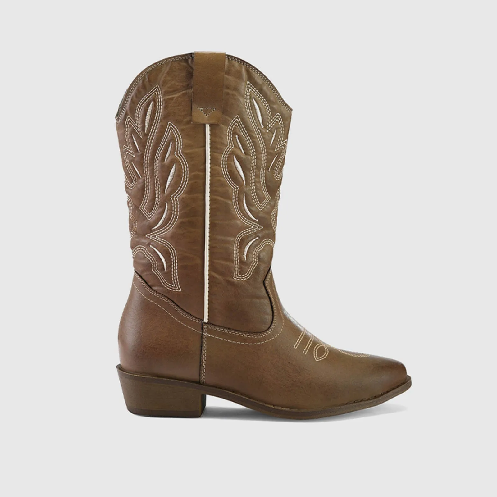 Western Cowboy Boots Embroidered Mid-Calf Pointed Toe Cowgirl Booties